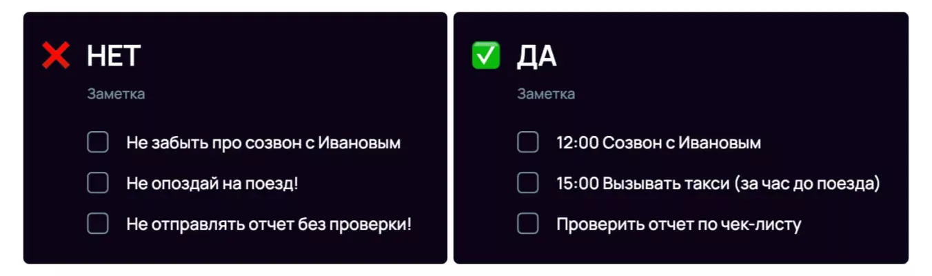 Используйте утвердительные формулировки