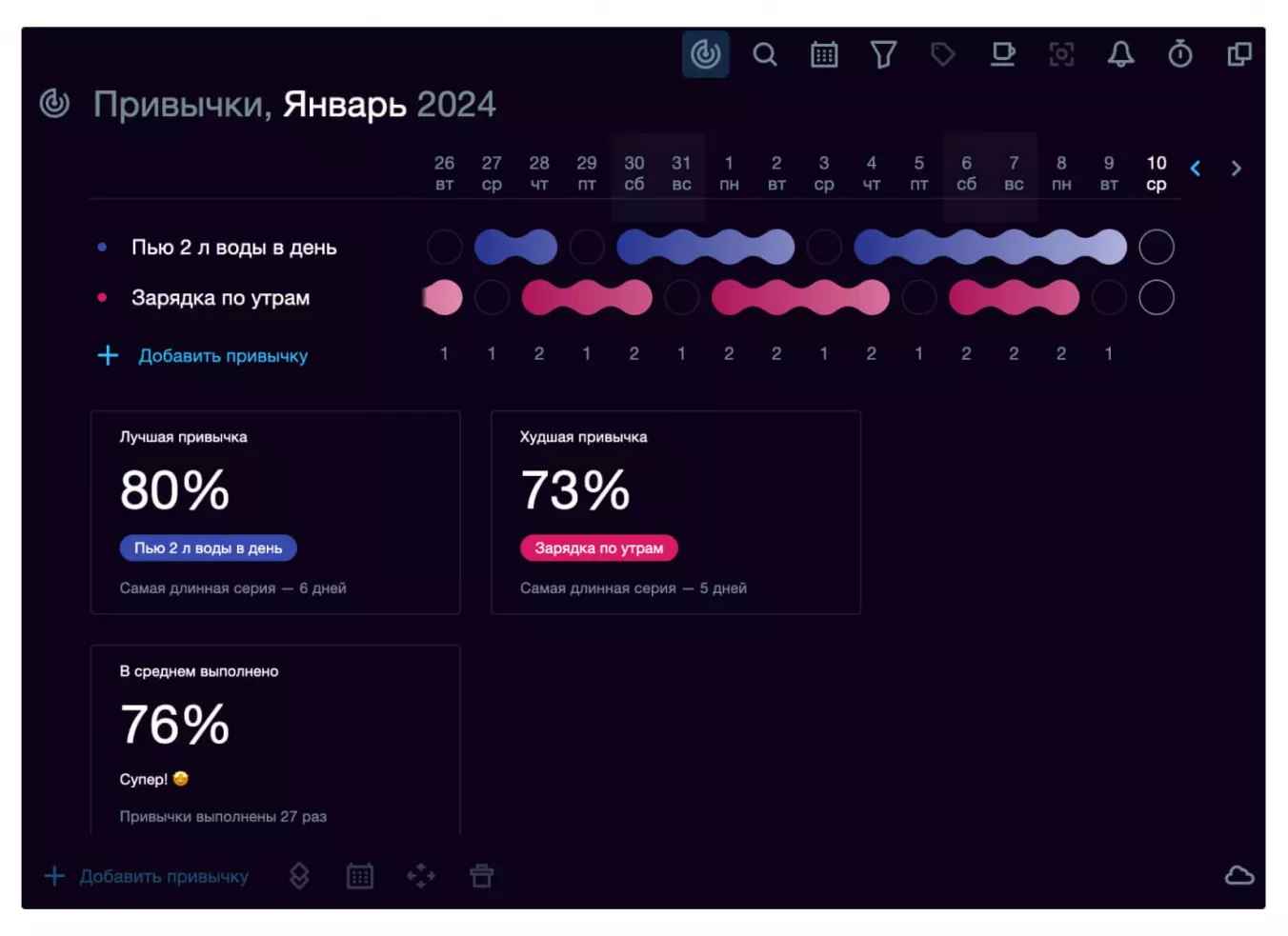 "Трекер привычек в SingularityApp"