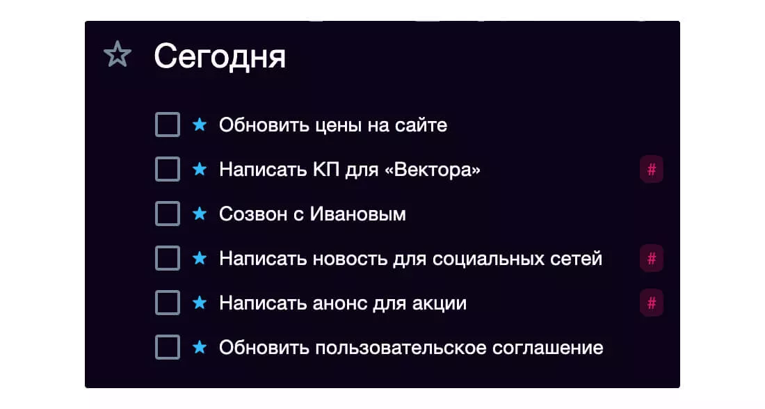 Отмечайте задачи, в которых можно столкнуться с перфекционизмом