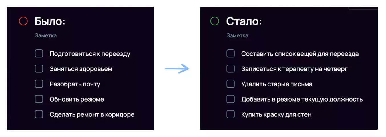 Пример изменения формулировки