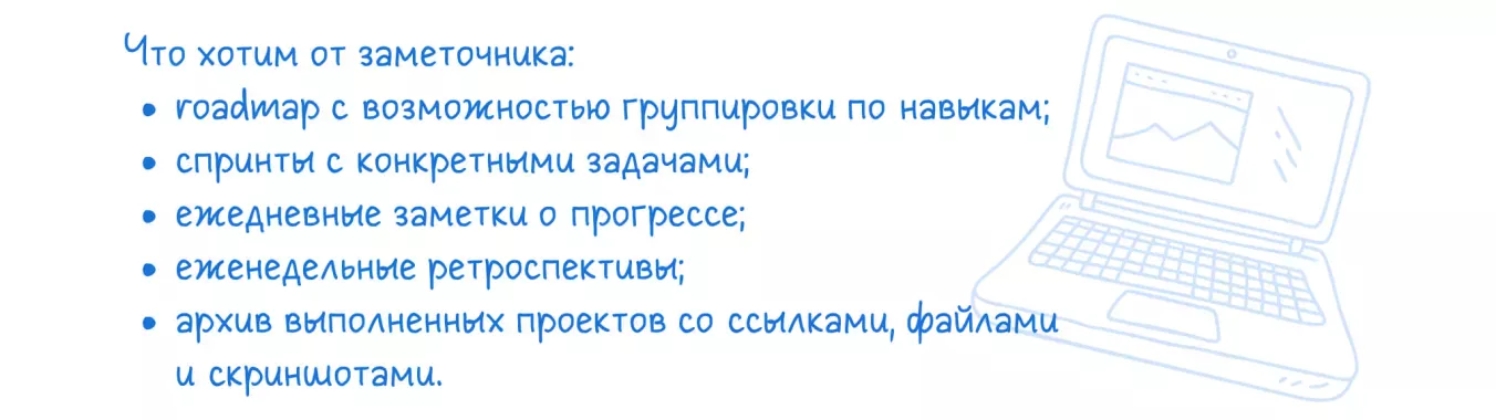 Список требований к приложению для ведения заметок от веб-разработчика.