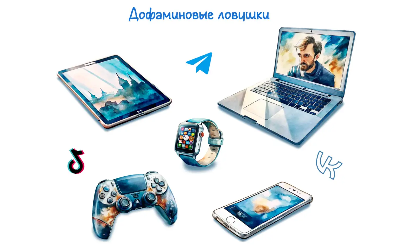 Гаджеты и развлечения как источники дофаминовых ловушек