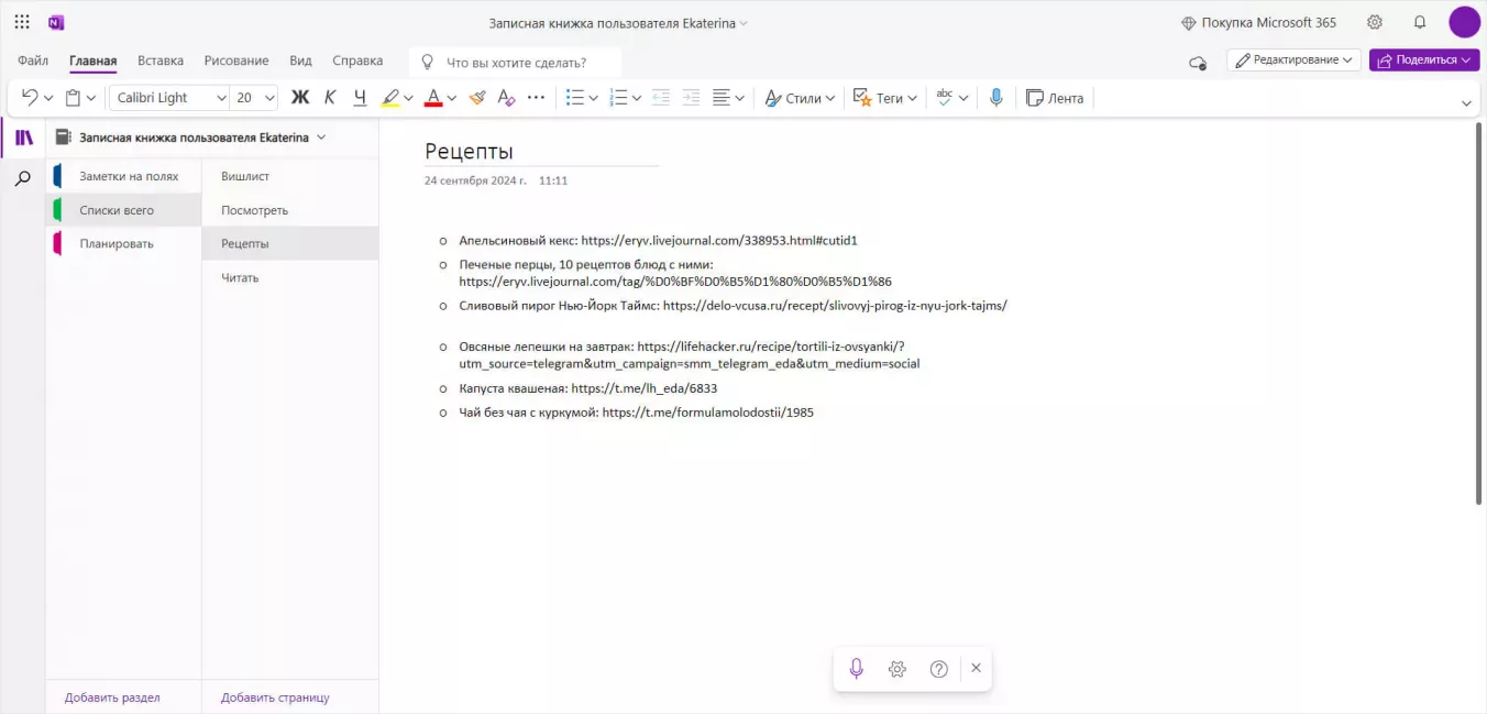 Как выглядит OneNote