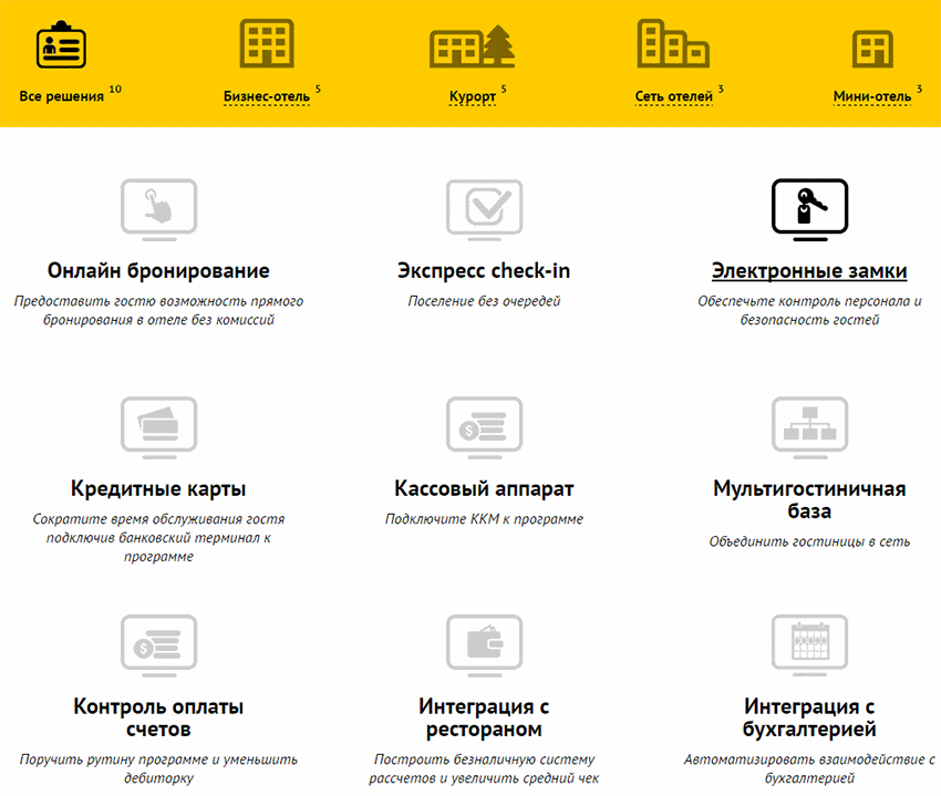 <p><b>Делаем каталог решений с фильтром по типам гостиниц.</b></p>
