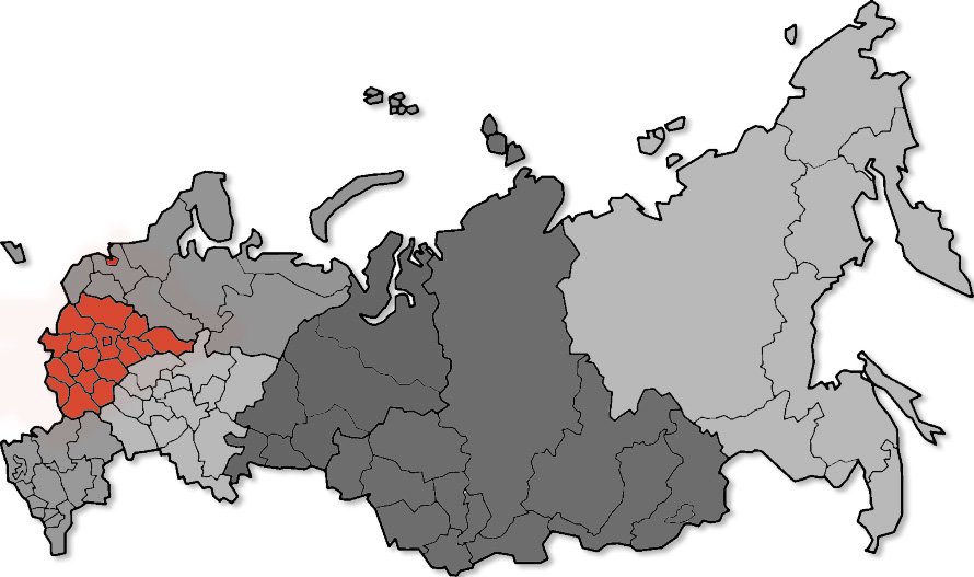 Карта россии с городами центральный федеральный округ